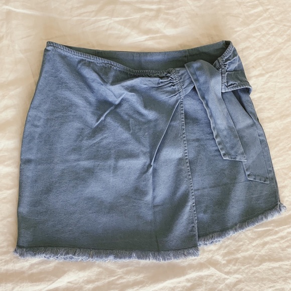 Faux wrap denim skirt - Picture 1 of 2